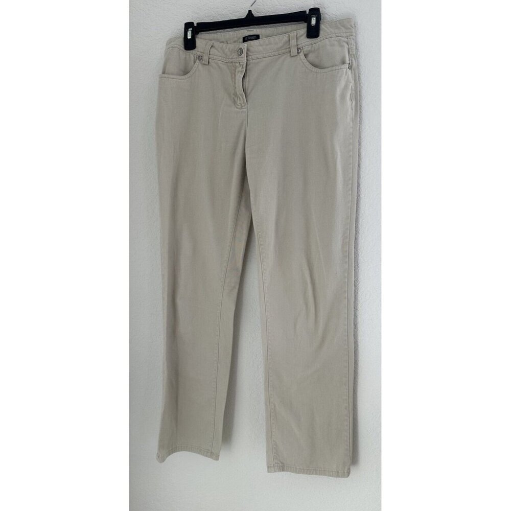 Bogari Womens Pants Jeans 10 Khaki Beige Straight Leg Mid Rise Bejeweled Y2K